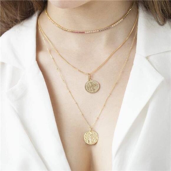 Zodiac Coin Embossed Choker Necklace Disc 12 Constellation Astrology Horoscope - Picture 3 of 7